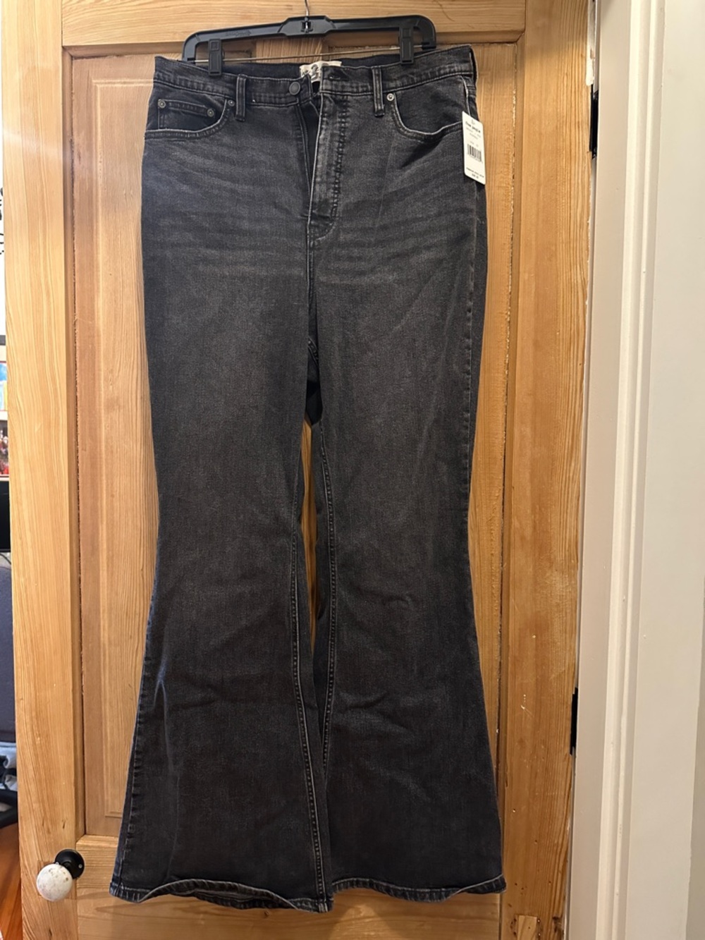 Free People Washed Black High-Rise Flared Jeans